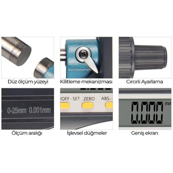 Loyka 5202-25 Dijital Hassas Mikrometre 0-25 mm