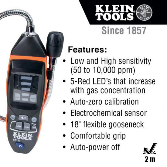 Klein Tools ET-120 Yanıcı Gaz Kaçak Dedektörü