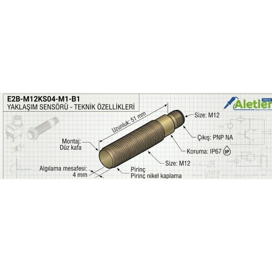 Omron E2B-M12KS04-M1-B1 m12 4mm Pnp No Endüktif Sensör