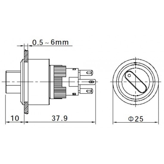 LAS1-AY-22X-31 16mm Mandal Buton ON-OFF-ON 2NO/2NC