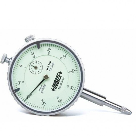 Insize 2301-10F Düz Kapaklı Komparatör Saati 10 mm / 0.01 mm