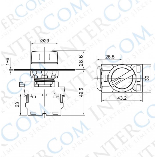 LAY25-ED33 22mm Mandal Buton 1-0-2 Kalıcı (2NO)