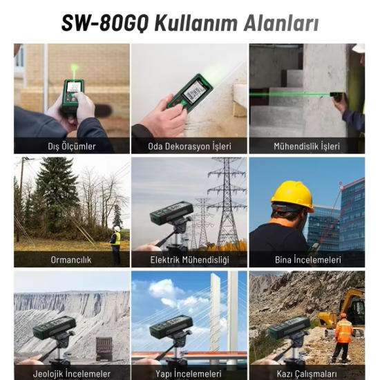 Sndway SW-80GQ Yeşil Lazerli 80 Metre Kameralı Lazermetre