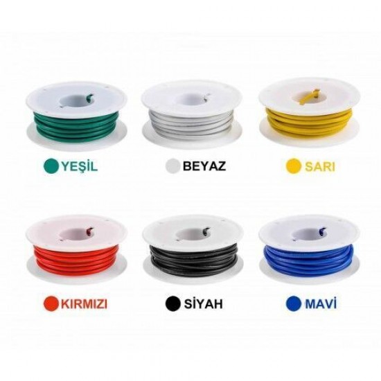 6 Renk 28Awg 60 Metre Elektrik Kablo Seti