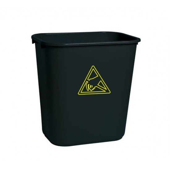 Antistatik ESD Siyah İletken Çöp Kovası 35 Litre
