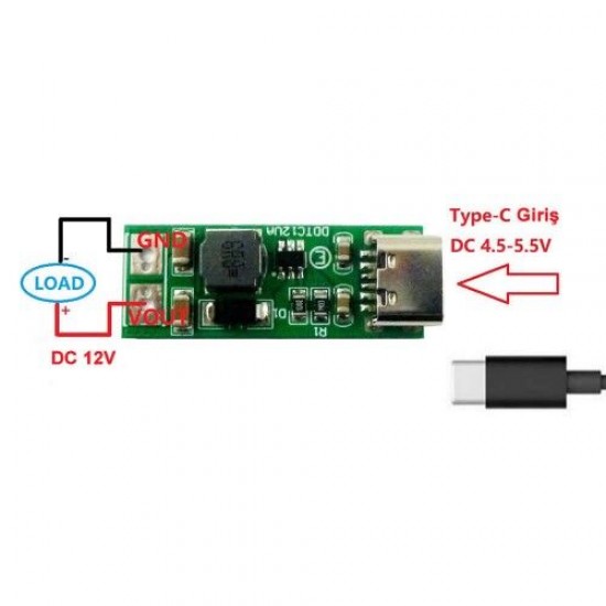 Type-C USB to 12V Boost Modül