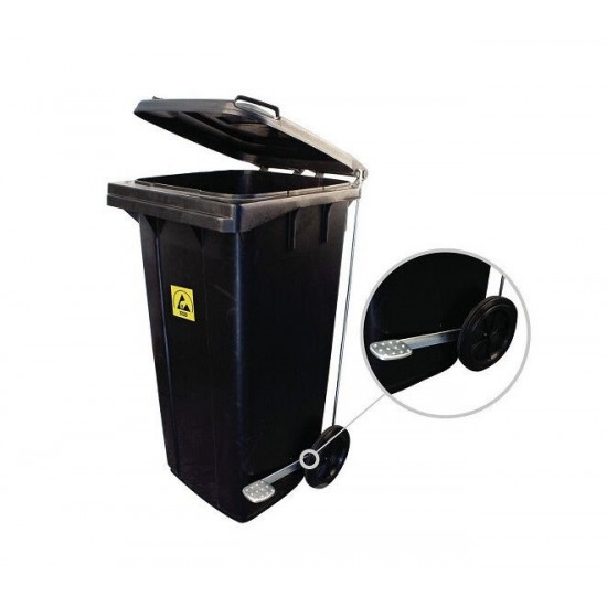 Antistatik ESD Siyah İletken Çöp Konteyneri 120 Litre