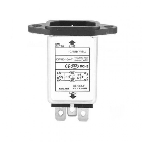 CW1D-10A-T 250V 10A C14 Soket EMI Filtreli