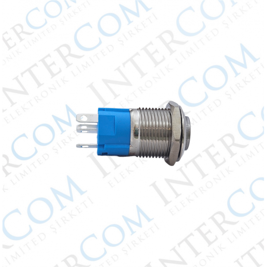 E21 16MM METAL BUTON KALICILI 12-24V MAVİ LED 1NO/1NC