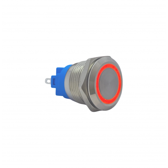 E1 19MM METAL BUTON KALICILI 12-24V KIRMIZI LED 1NO/1NC