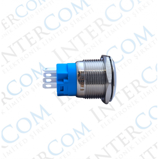 E1 19MM METAL BUTON KALICILI 12-24V KIRMIZI LED 1NO/1NC