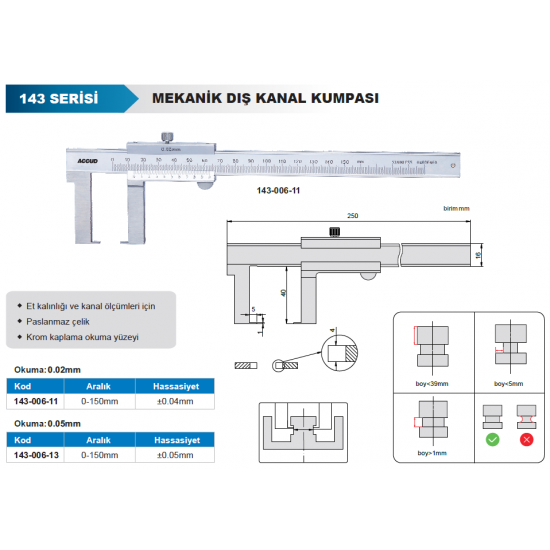 Accud Mekanik Dış Çap Kanal Kumpası 143 Serisi