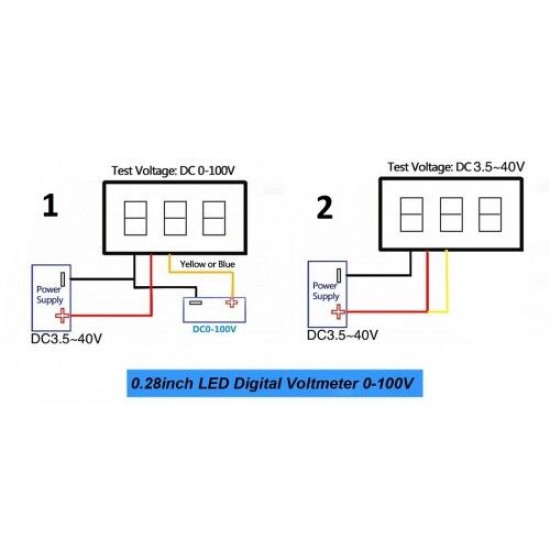 Voltmetre 0.28' 0-100V Mavi