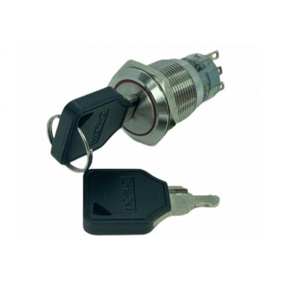 NO95 LAS1-AGQ-11Y-21 19mm Metal Anahtarlı Switch 0-I IP65