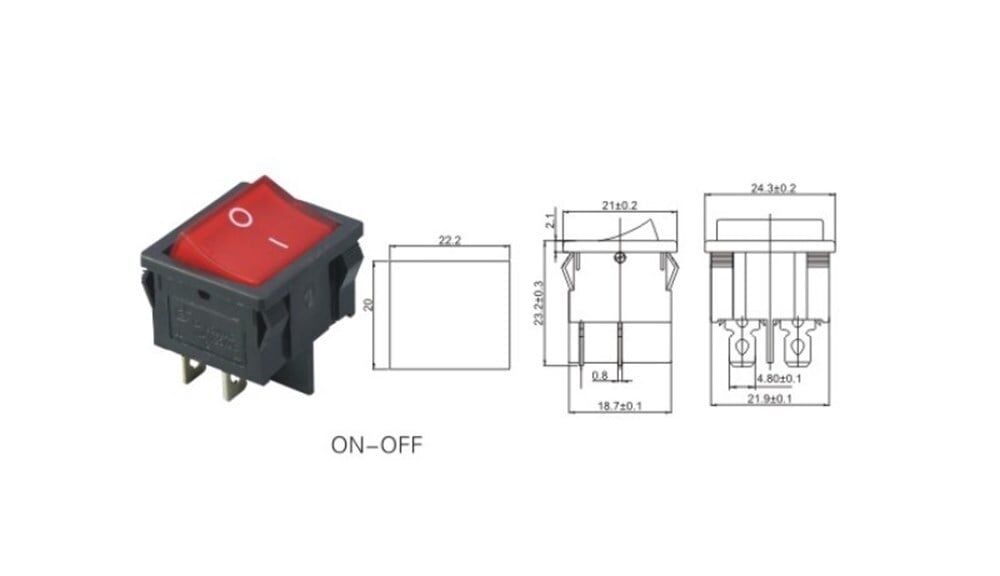 IC-126 Orta Boy Işıklı Anahtar ON-OFF 4P