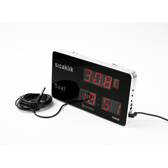 Luvinka TR903B 5m Kablolu Termometre Saat-Alarm