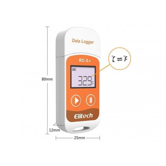 Elitech RC-5+ USB Girişli Sıcaklık Kaydedici Datalogger Otomatik PDF Rapor