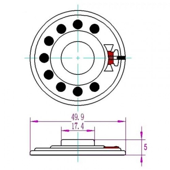 4cm 50 Ohm 0.5W Hoparlör İnce 5mm