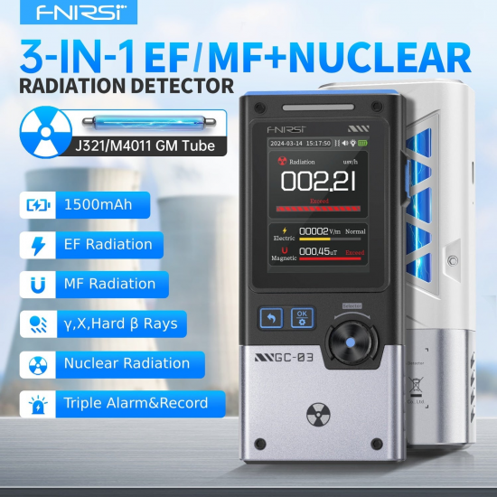 Fnirsi GC-03 BK Çok Fonksiyonlu Radyasyon Detektörü Test Cihazı