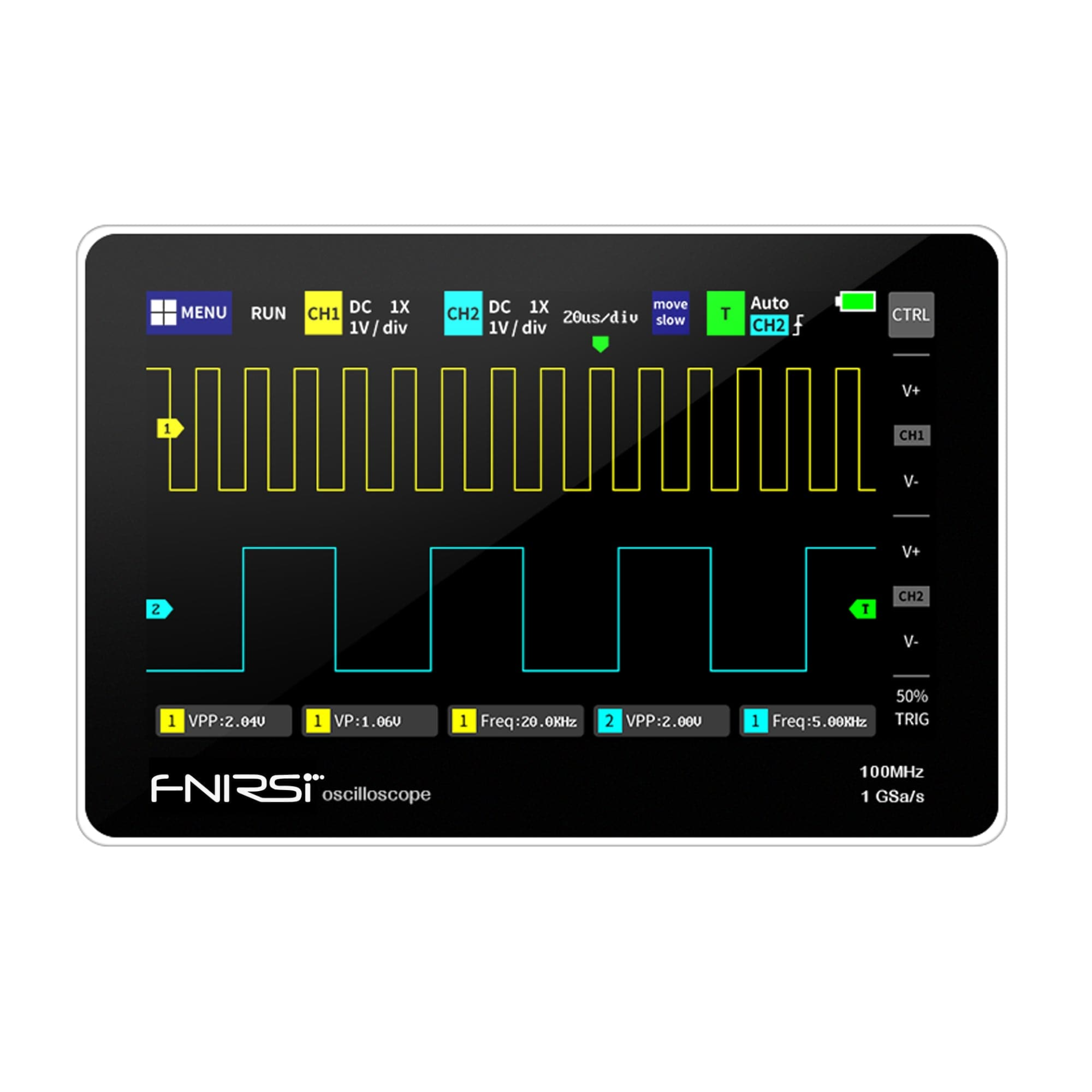 Fnirsi ADS1013D 2 Kanal 100MHz 1GSa/s Dijital Dokunmatik Tablet Osiloskop + P4100 Prob Dahil