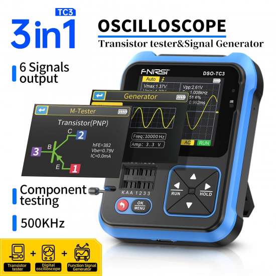 Fnirsi DSO-TC3 El Tipi Dijital Osiloskop Transistör Test Cihazı