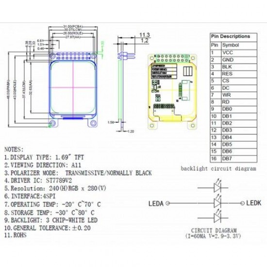1.69 Lcd Modül