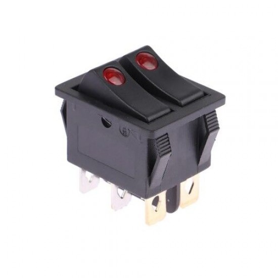 KCD3-2 6 Pin 16A 250V Ledli Çift Buton