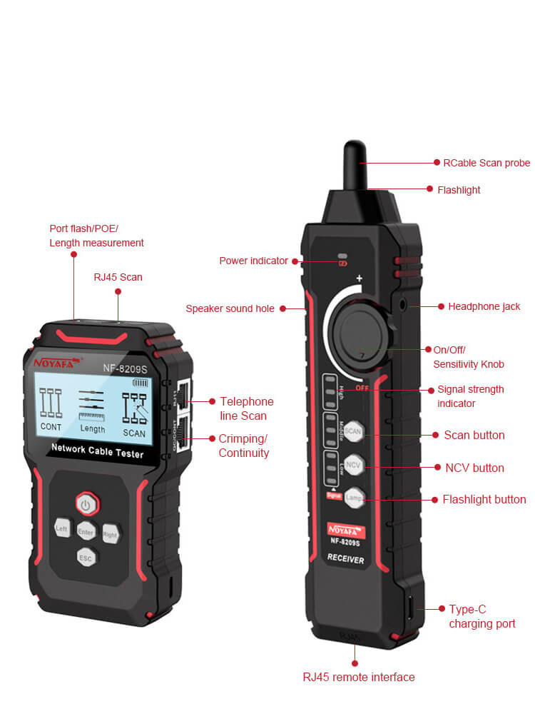 Noyafa NF-8209S Ağ Kablosu Test Cihazı Kablo Bulucu