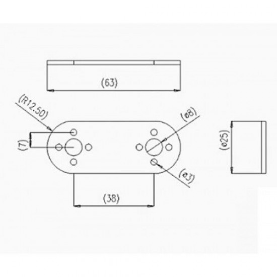 Servo Braket Düz 25mm x 63mm