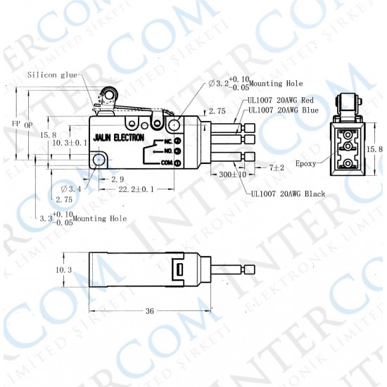 IC-175W Micro Switch Kablolu Su Geçirmez - Kısa Makara 10A