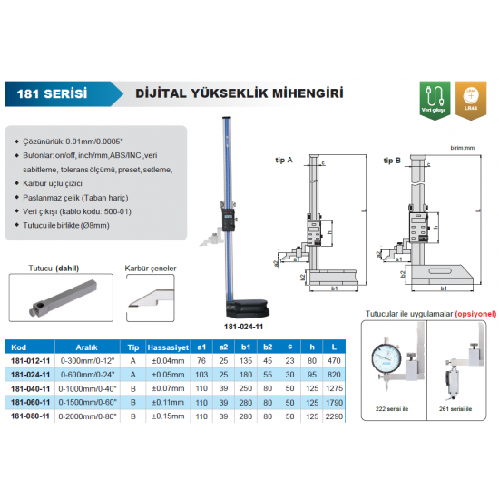 Accud 181 Dijital Yükseklik Mihengiri