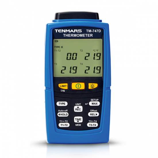 Tenmars TM-747D Kayıt Özellikli 4 Kanallı Termokupl Termometre | K, J, T, E, R, S, N Tipi Prob